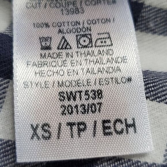 𝅺splendid Black White Plaid Long Sleeve Checkered Button Down Shirt Top Size XS - Picture 10 of 11